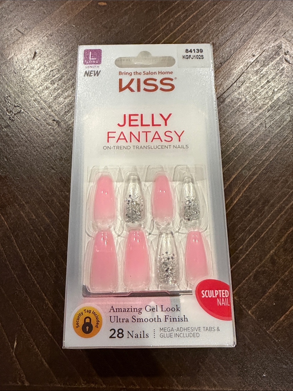 Kiss Jelly Fantasy Translucent Pink & Silver Glitter Press-On Nails